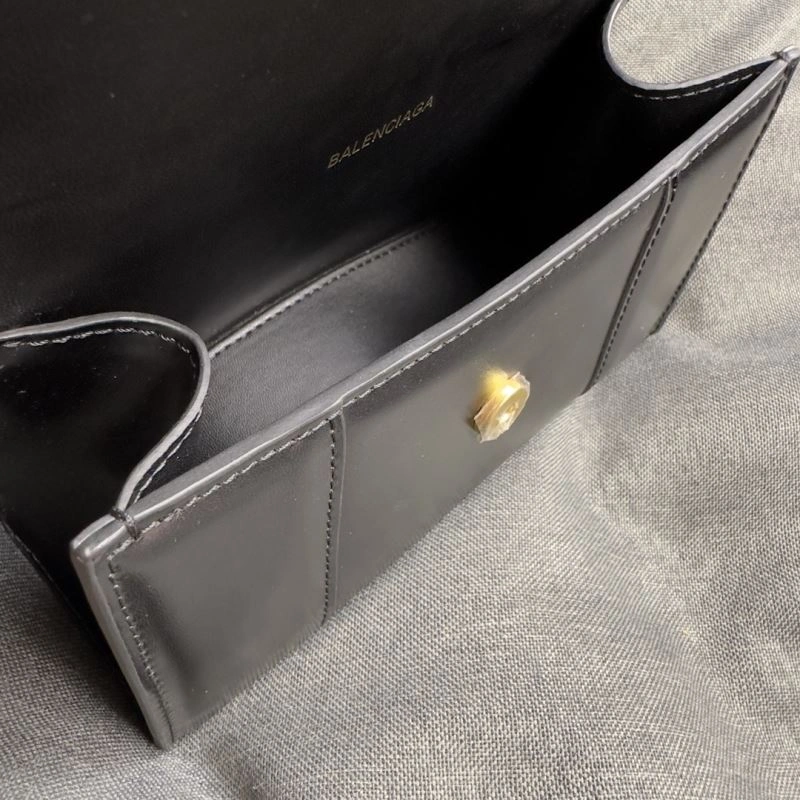 Balenciaga Hourglass XS Black Cowhide Bag with Metallic B Tab OnTrend 69985