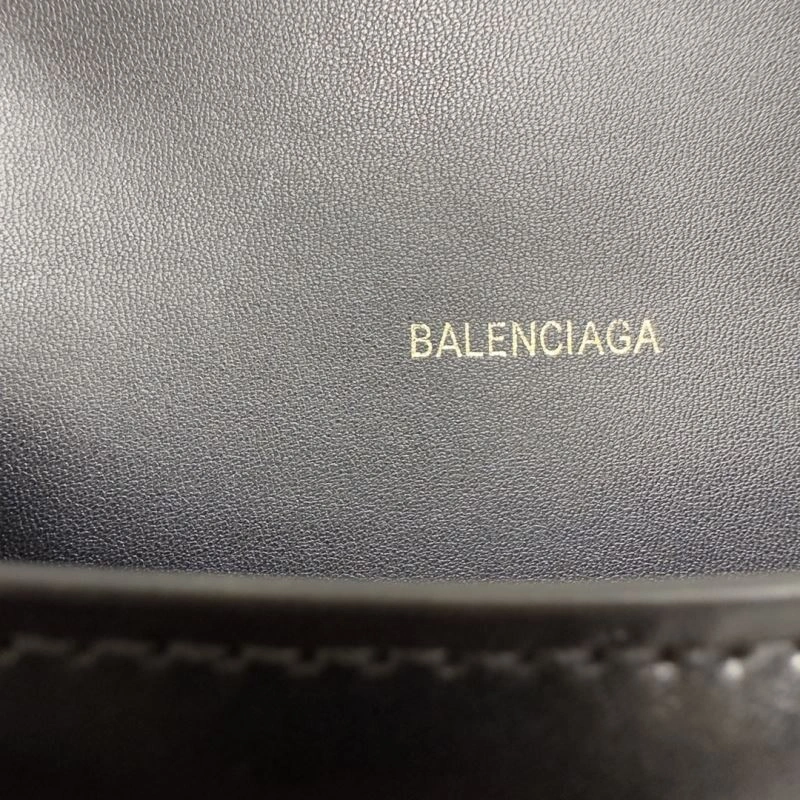 Balenciaga Hourglass XS Black Cowhide Bag with Metallic B Tab OnTrend 69985