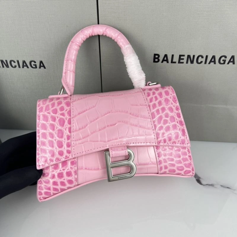 Balenciaga Hourglass XS Cherry Blossom Pink Crocodile Bag Durable 78740