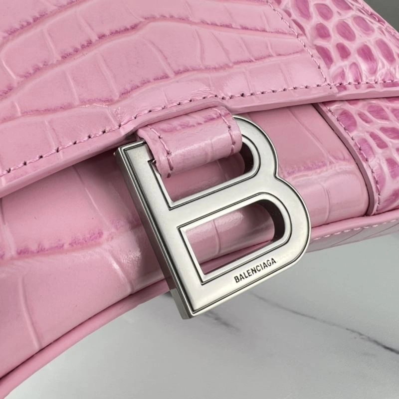 Balenciaga Hourglass XS Cherry Blossom Pink Crocodile Bag Durable 78740