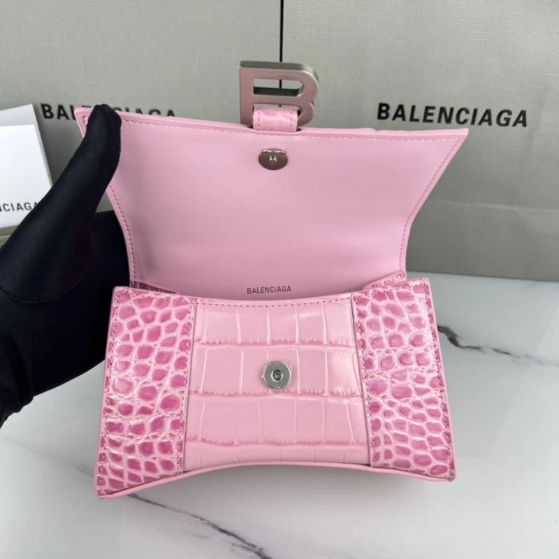 Balenciaga Hourglass XS Cherry Blossom Pink Crocodile Bag Durable 78740