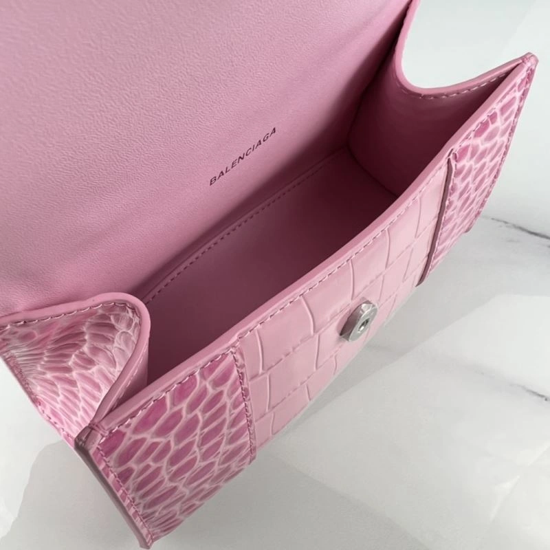Balenciaga Hourglass XS Cherry Blossom Pink Crocodile Bag Durable 78740