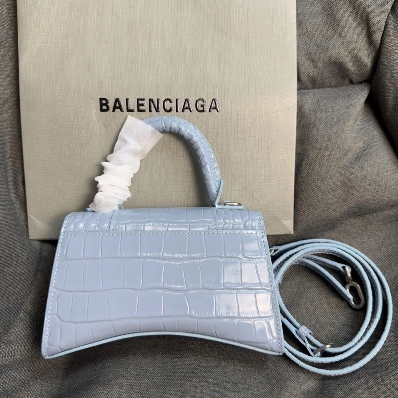 Sporty Balenciaga Hourglass XS Crocodile Pattern Bag in Fog Blue 69999