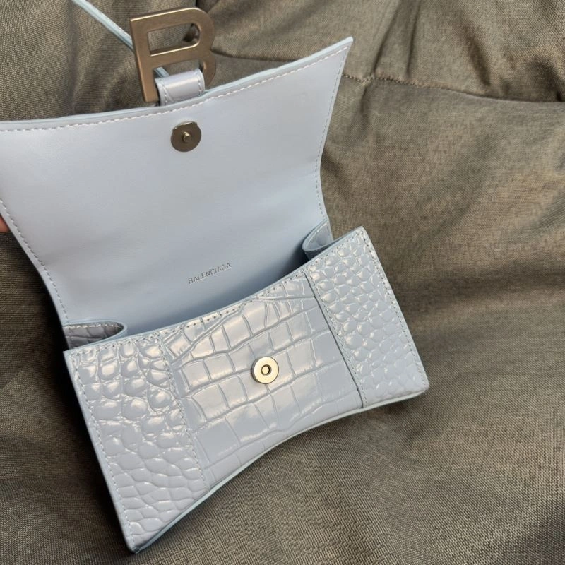 Sporty Balenciaga Hourglass XS Crocodile Pattern Bag in Fog Blue 69999
