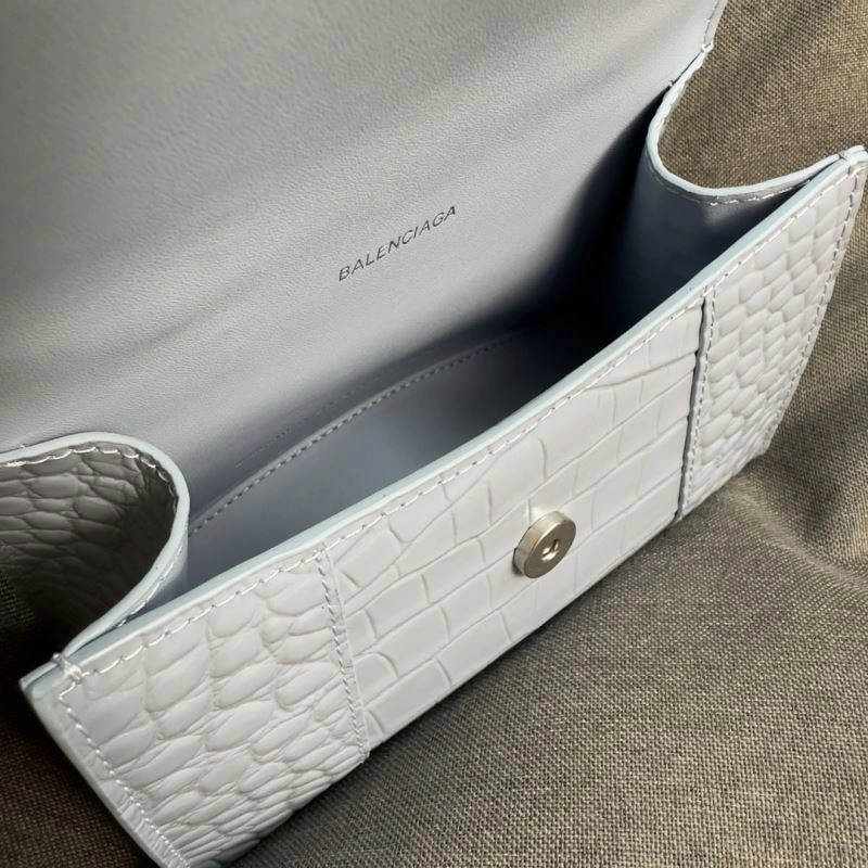 Sporty Balenciaga Hourglass XS Crocodile Pattern Bag in Fog Blue 69999
