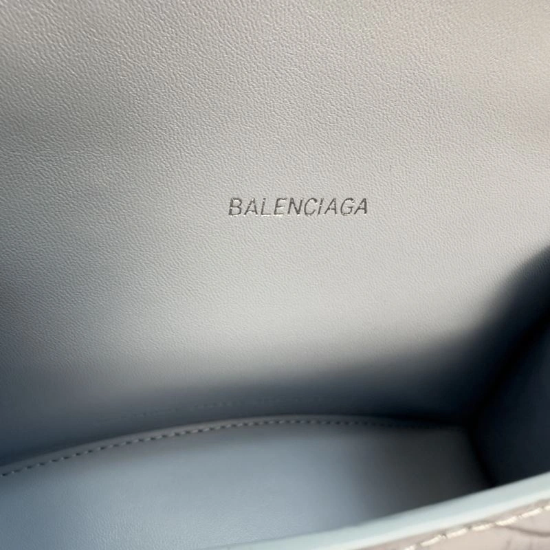 Sporty Balenciaga Hourglass XS Crocodile Pattern Bag in Fog Blue 69999