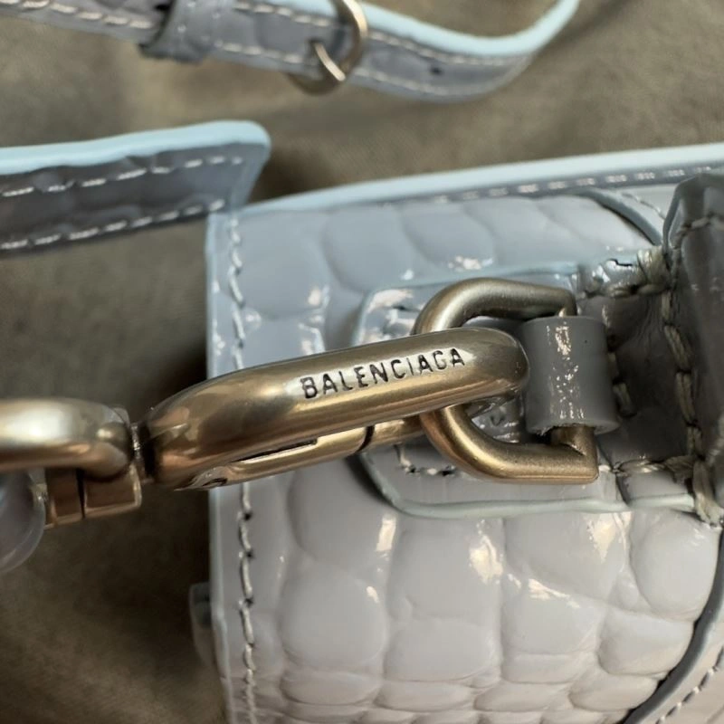Sporty Balenciaga Hourglass XS Crocodile Pattern Bag in Fog Blue 69999