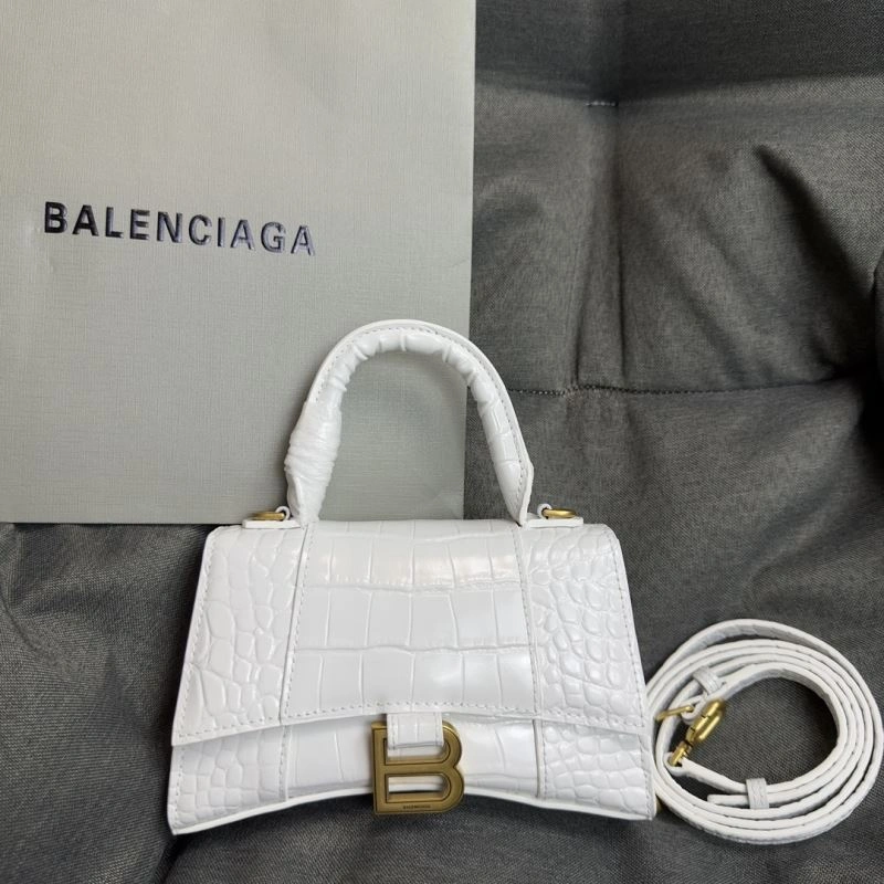 Functional Balenciaga Hourglass XS Crocodile Pattern Bag with Gold Buckle 70071