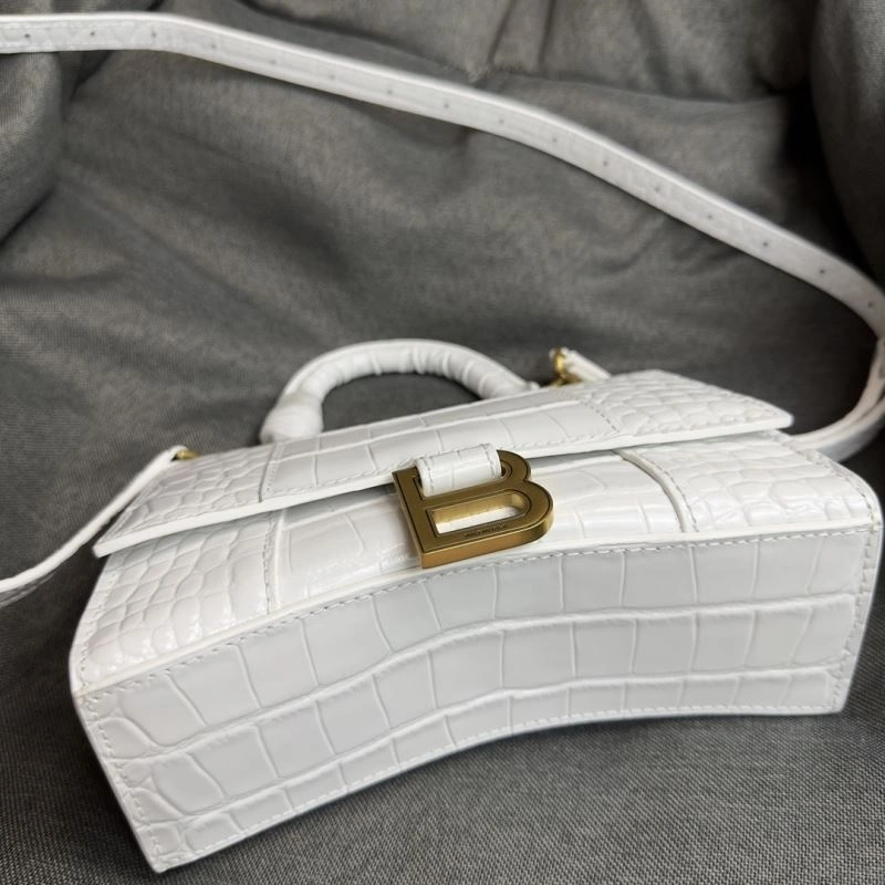 Functional Balenciaga Hourglass XS Crocodile Pattern Bag with Gold Buckle 70071
