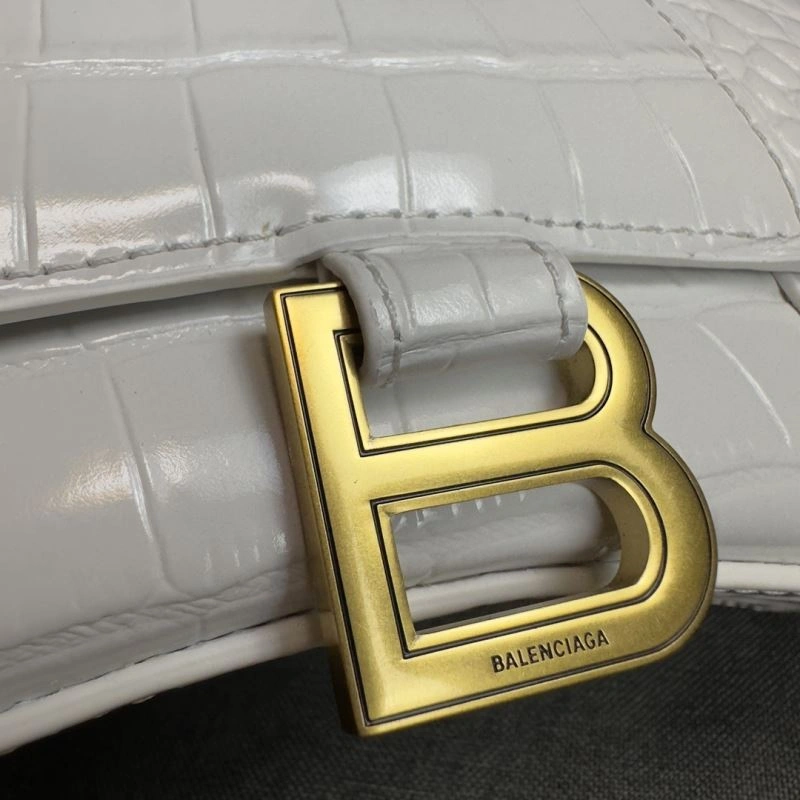 Functional Balenciaga Hourglass XS Crocodile Pattern Bag with Gold Buckle 70071
