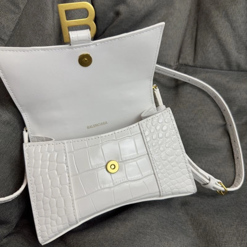 Functional Balenciaga Hourglass XS Crocodile Pattern Bag with Gold Buckle 70071