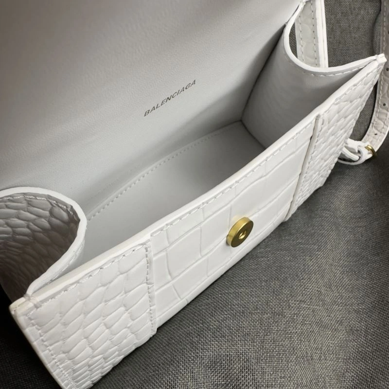 Functional Balenciaga Hourglass XS Crocodile Pattern Bag with Gold Buckle 70071