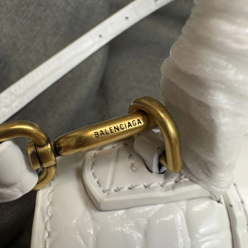 Functional Balenciaga Hourglass XS Crocodile Pattern Bag with Gold Buckle 70071