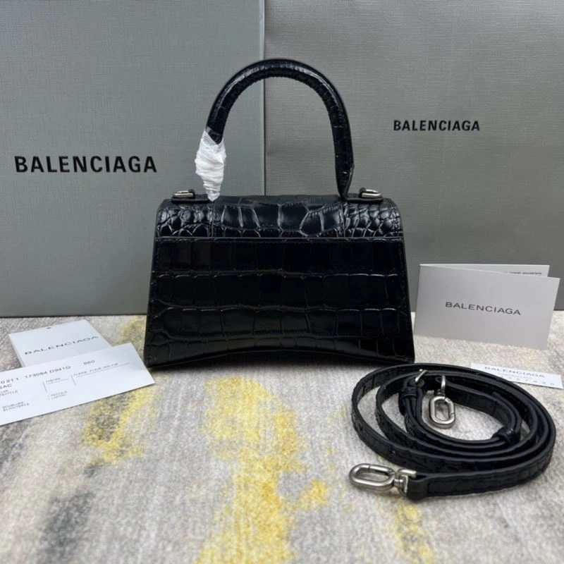 Balenciaga Hourglass XS Crocodile Pattern Bag with Silver Buckle Premium 78735