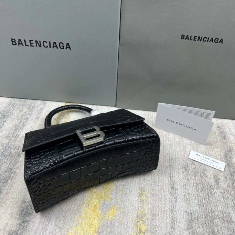 Balenciaga Hourglass XS Crocodile Pattern Bag with Silver Buckle Premium 78735