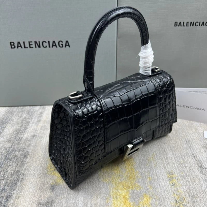 Balenciaga Hourglass XS Crocodile Pattern Bag with Silver Buckle Premium 78735