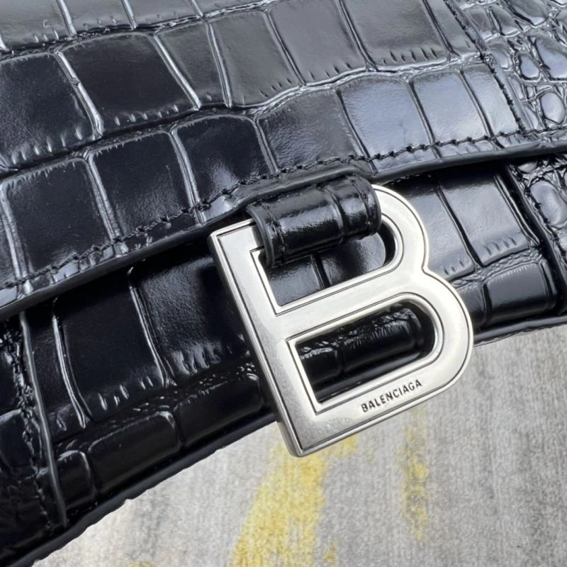 Balenciaga Hourglass XS Crocodile Pattern Bag with Silver Buckle Premium 78735