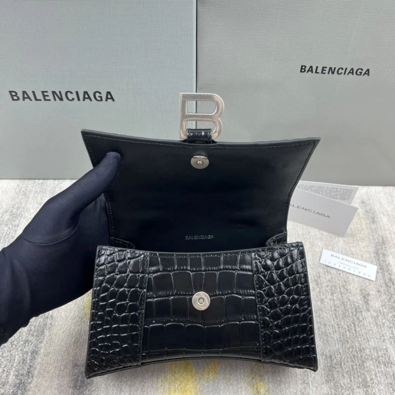 Balenciaga Hourglass XS Crocodile Pattern Bag with Silver Buckle Premium 78735