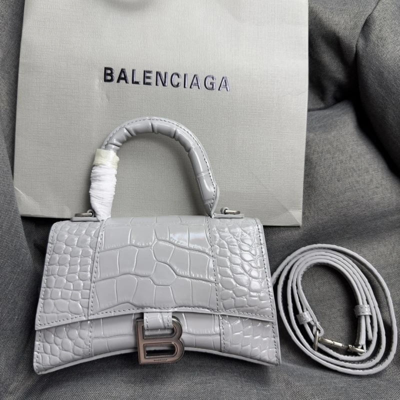 Balenciaga Hourglass XS Crocodile Pattern Bag with Silver Buckle Resilient 69993