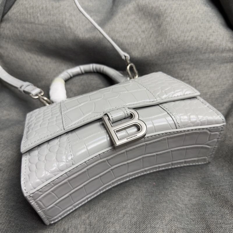 Balenciaga Hourglass XS Crocodile Pattern Bag with Silver Buckle Resilient 69993