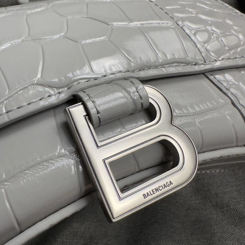 Balenciaga Hourglass XS Crocodile Pattern Bag with Silver Buckle Resilient 69993