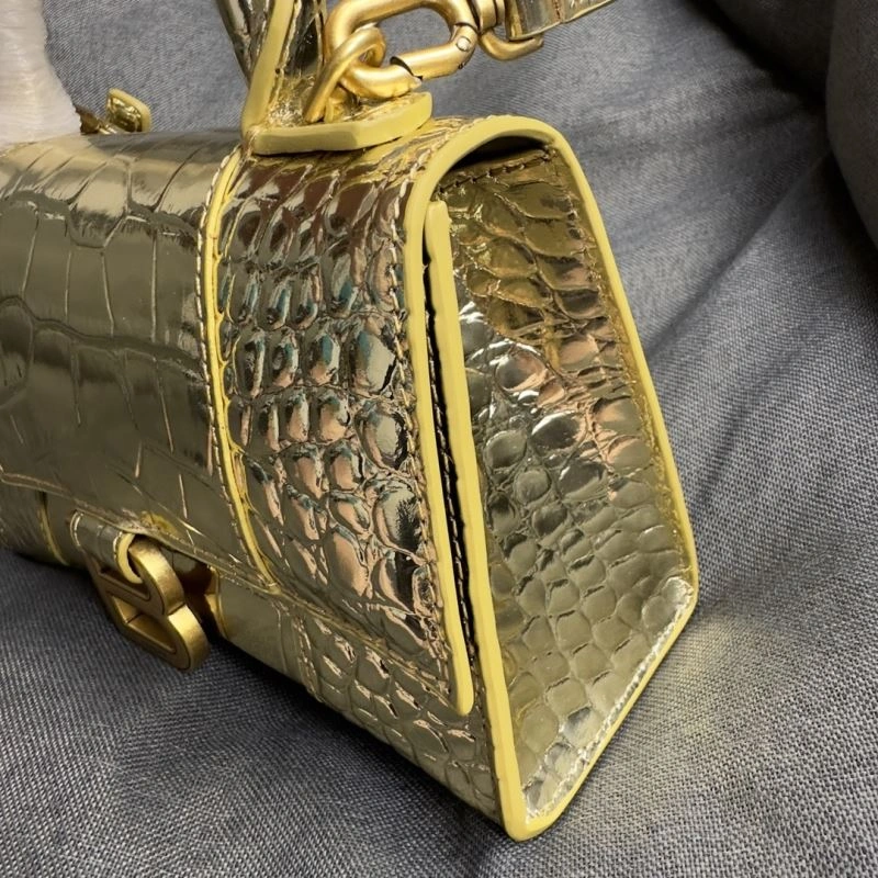 SunProtective Balenciaga Hourglass XS Crocodile Pattern Gold Buckle Bag 70000