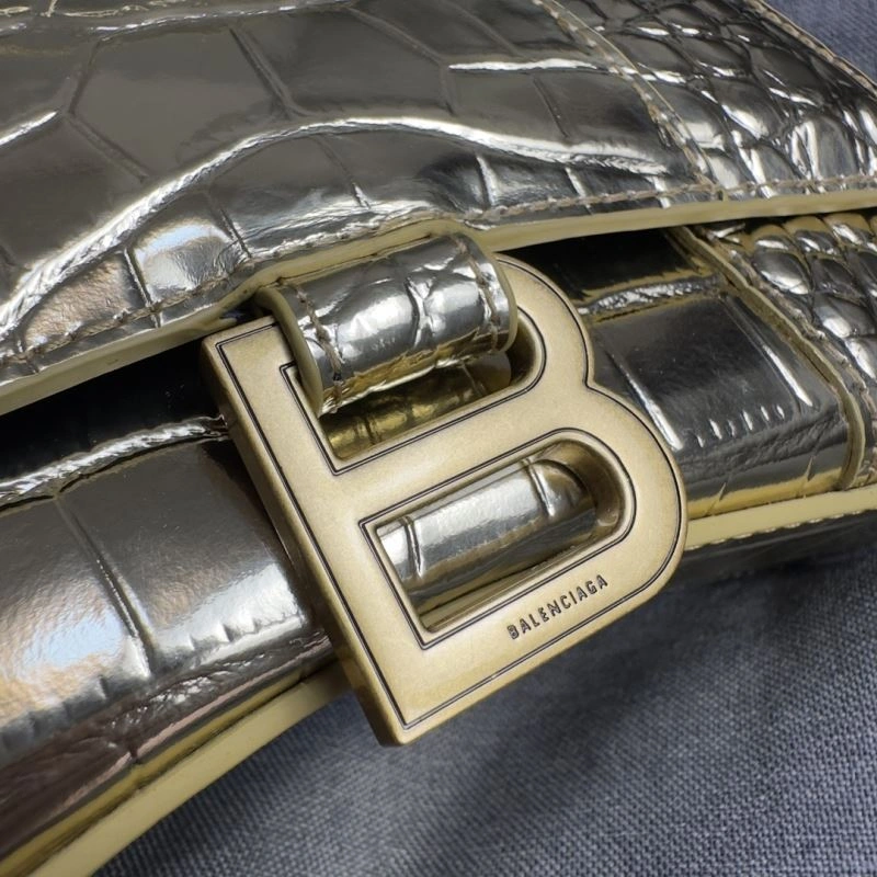 SunProtective Balenciaga Hourglass XS Crocodile Pattern Gold Buckle Bag 70000