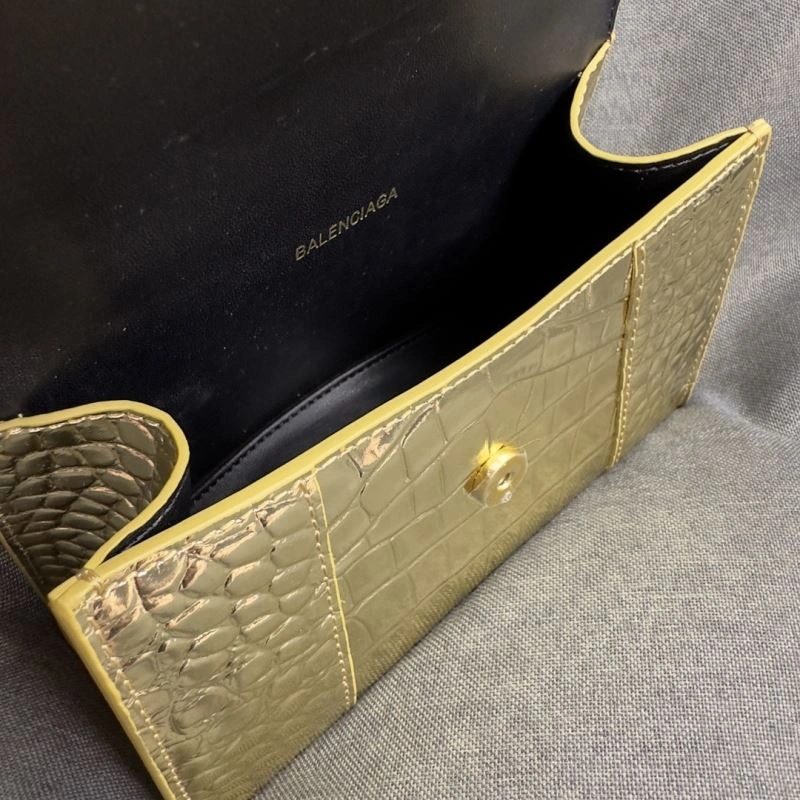 SunProtective Balenciaga Hourglass XS Crocodile Pattern Gold Buckle Bag 70000