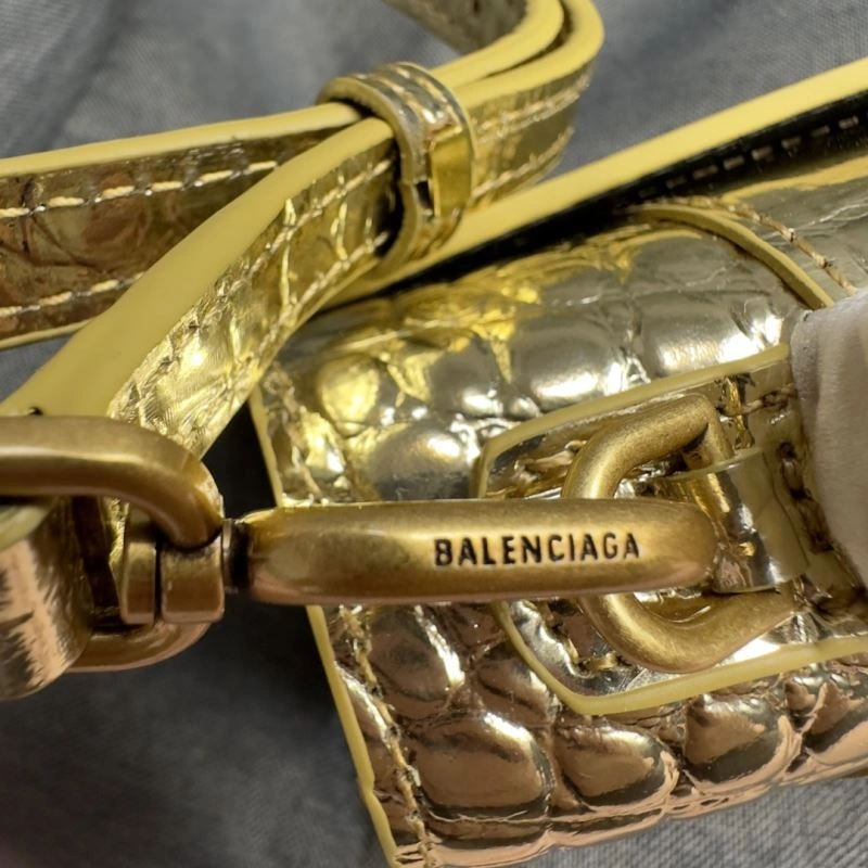 SunProtective Balenciaga Hourglass XS Crocodile Pattern Gold Buckle Bag 70000