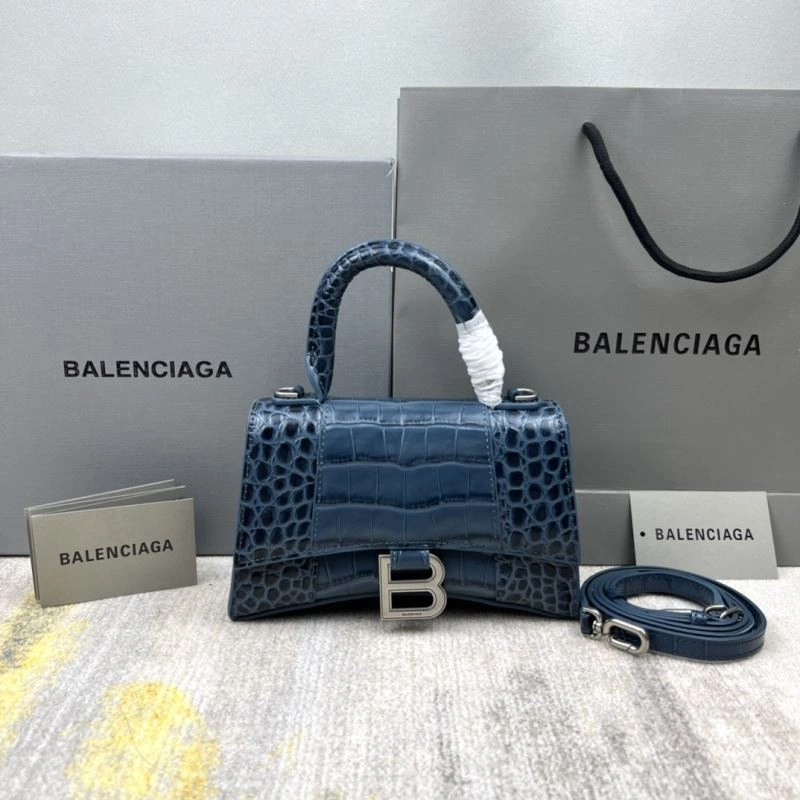 OdorResistant Balenciaga Hourglass XS Gray-Blue Crocodile Pattern Bag 78730