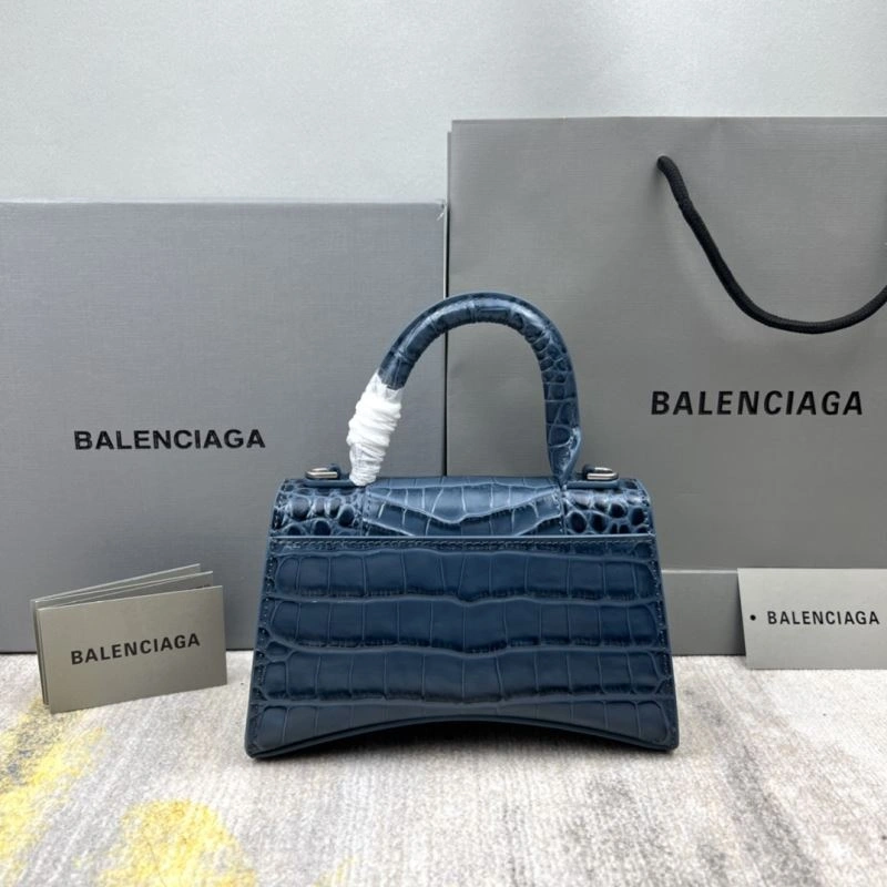 OdorResistant Balenciaga Hourglass XS Gray-Blue Crocodile Pattern Bag 78730