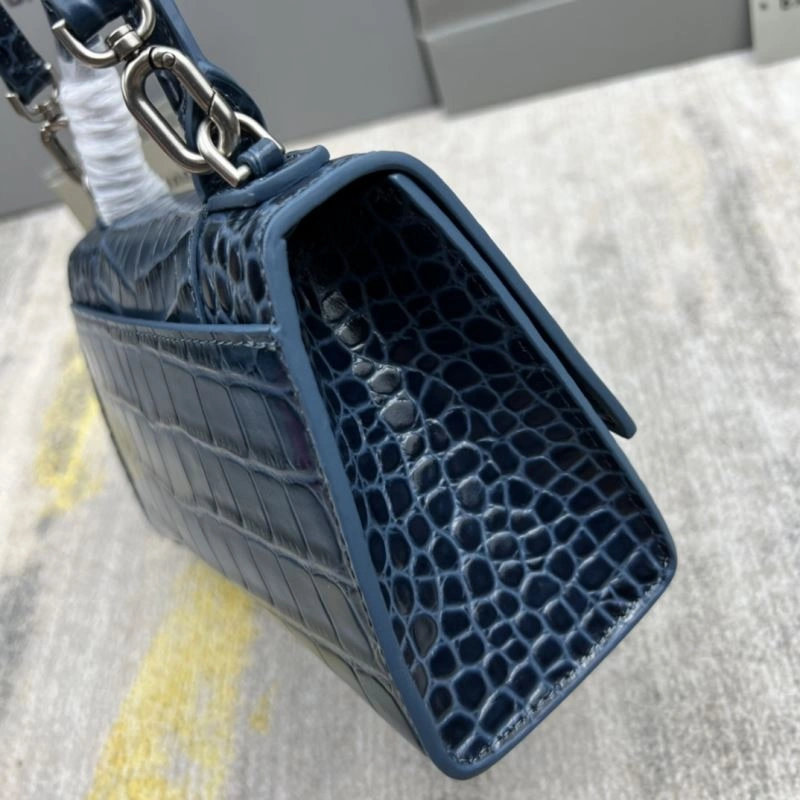 OdorResistant Balenciaga Hourglass XS Gray-Blue Crocodile Pattern Bag 78730