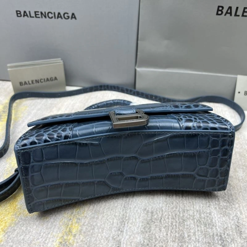 OdorResistant Balenciaga Hourglass XS Gray-Blue Crocodile Pattern Bag 78730