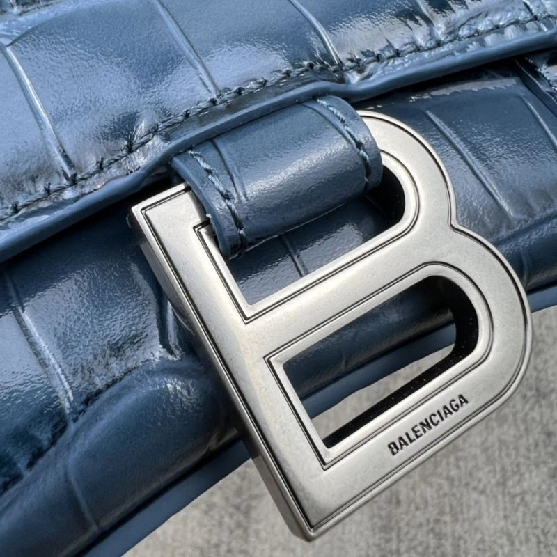 OdorResistant Balenciaga Hourglass XS Gray-Blue Crocodile Pattern Bag 78730