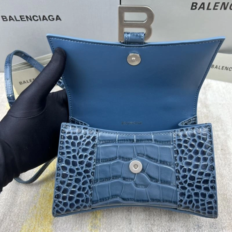 OdorResistant Balenciaga Hourglass XS Gray-Blue Crocodile Pattern Bag 78730