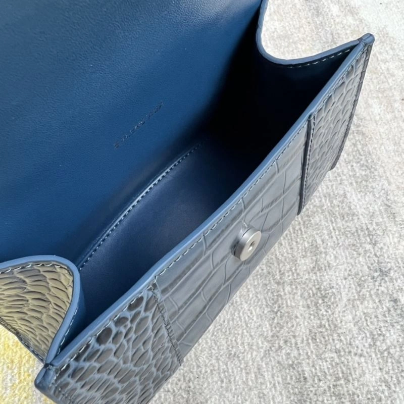 OdorResistant Balenciaga Hourglass XS Gray-Blue Crocodile Pattern Bag 78730