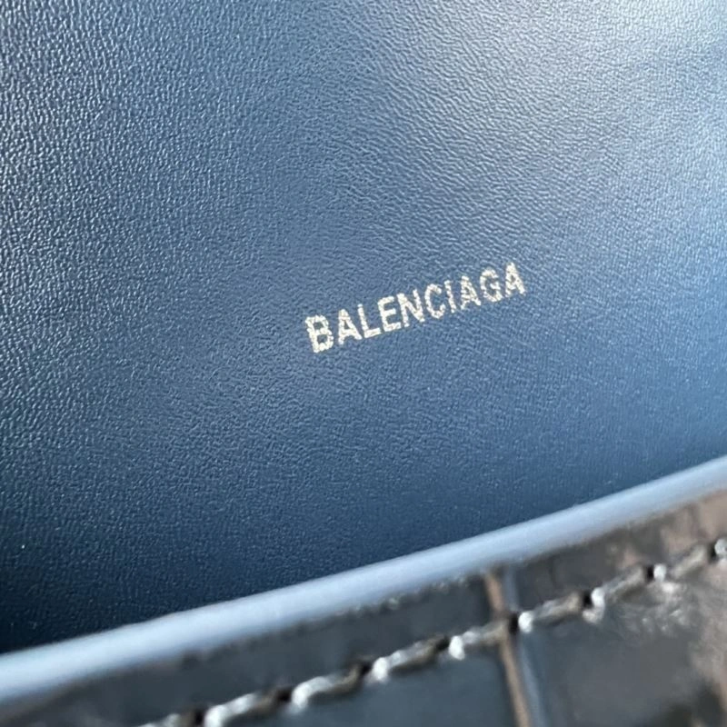 OdorResistant Balenciaga Hourglass XS Gray-Blue Crocodile Pattern Bag 78730