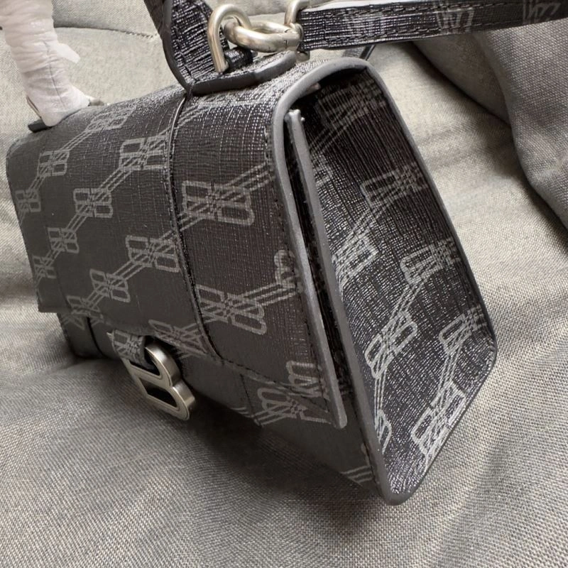 Balenciaga Hourglass XS Moonbag - Black Silver Buckle Minimalist 70006