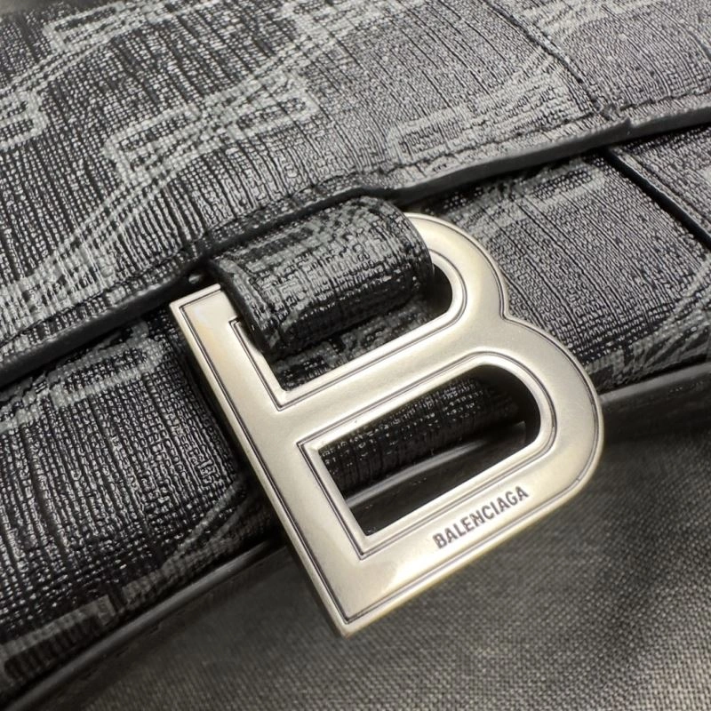 Balenciaga Hourglass XS Moonbag - Black Silver Buckle Minimalist 70006