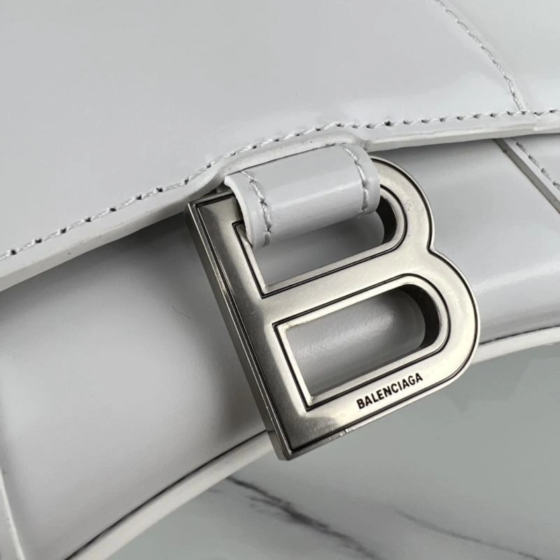 Balenciaga Hourglass XS White Bag with Silver Buckle - Style UrbanStyle 78720