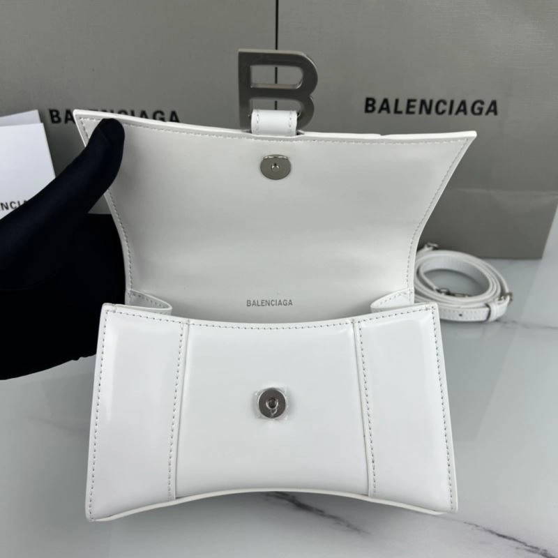 Balenciaga Hourglass XS White Bag with Silver Buckle - Style UrbanStyle 78720