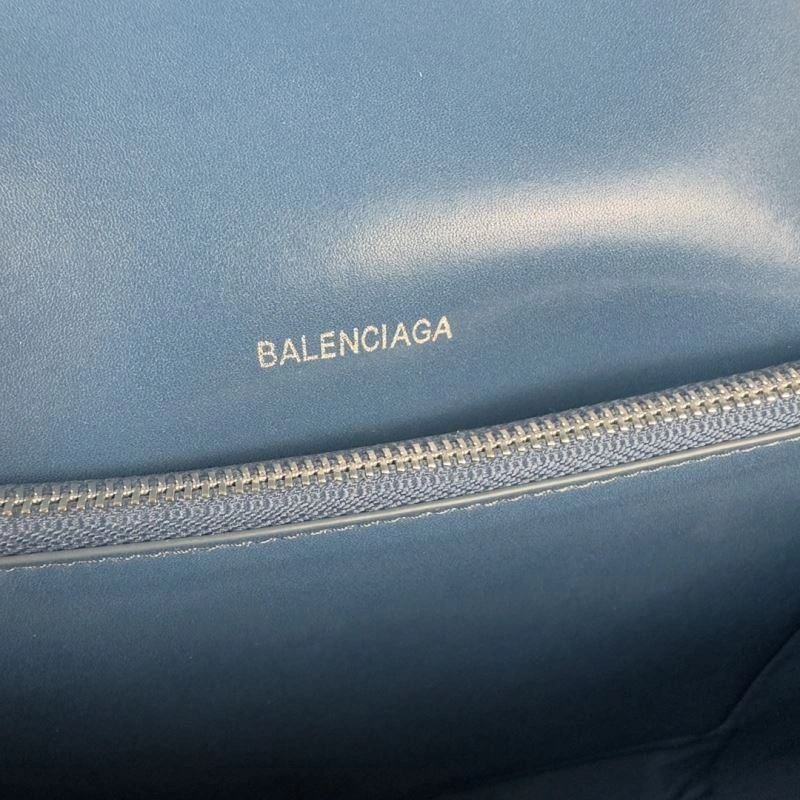 Soft Balenciaga Iconic Arc Quilted Denim Crush Bag with Silver Buckle 75287