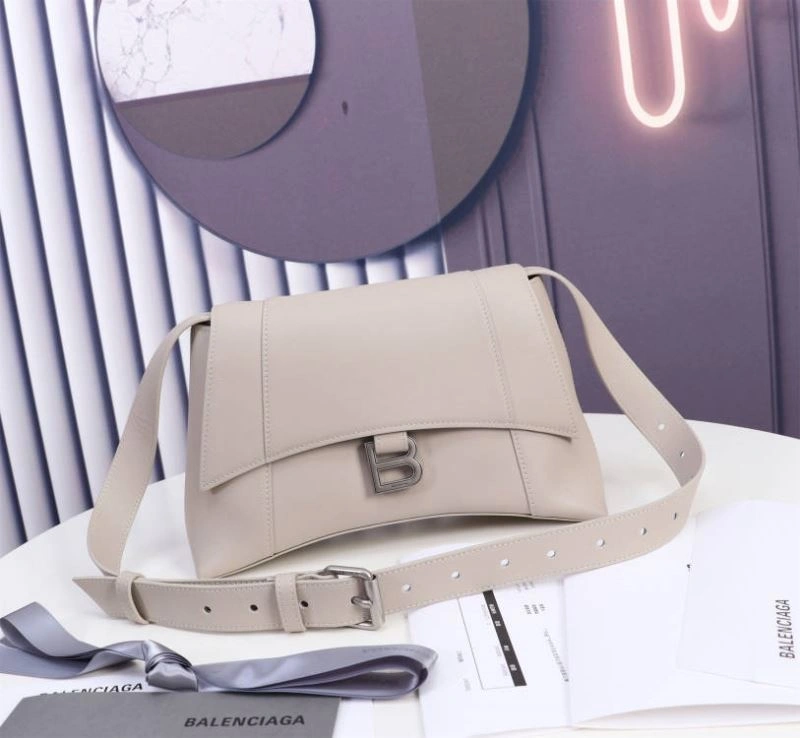 Balenciaga Iconic Hourglass Cowhide Sandglass Bag in Milk Gray TravelReady 75318
