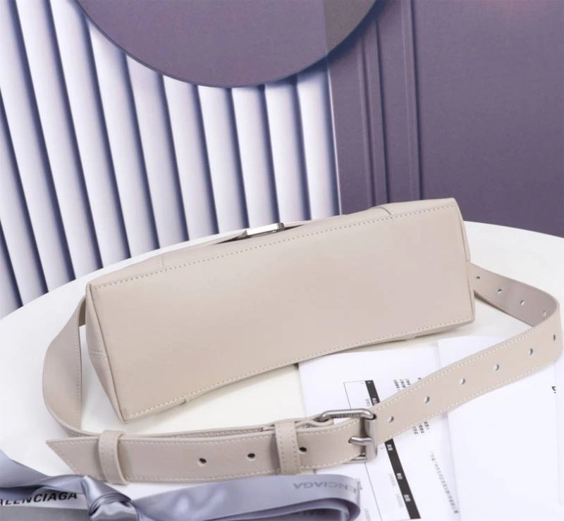 Balenciaga Iconic Hourglass Cowhide Sandglass Bag in Milk Gray TravelReady 75318