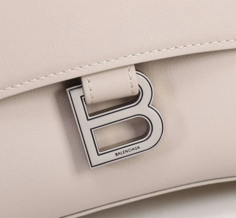 Balenciaga Iconic Hourglass Cowhide Sandglass Bag in Milk Gray TravelReady 75318