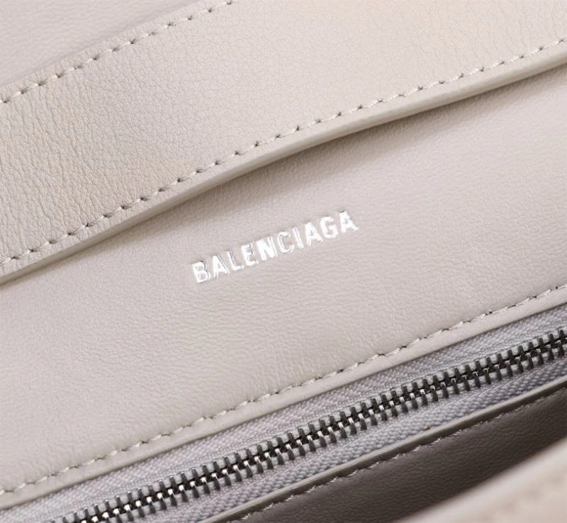 Balenciaga Iconic Hourglass Cowhide Sandglass Bag in Milk Gray TravelReady 75318