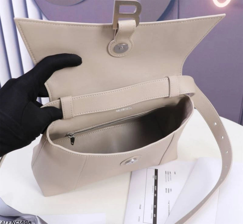 Balenciaga Iconic Hourglass Cowhide Sandglass Bag in Milk Gray TravelReady 75318