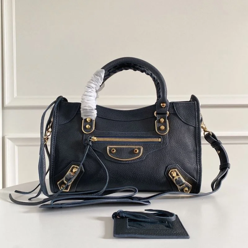 Balenciaga Italian Goat Leather Motorcycle Bag - Royal Blue with Gold Buckle Unisex 38298