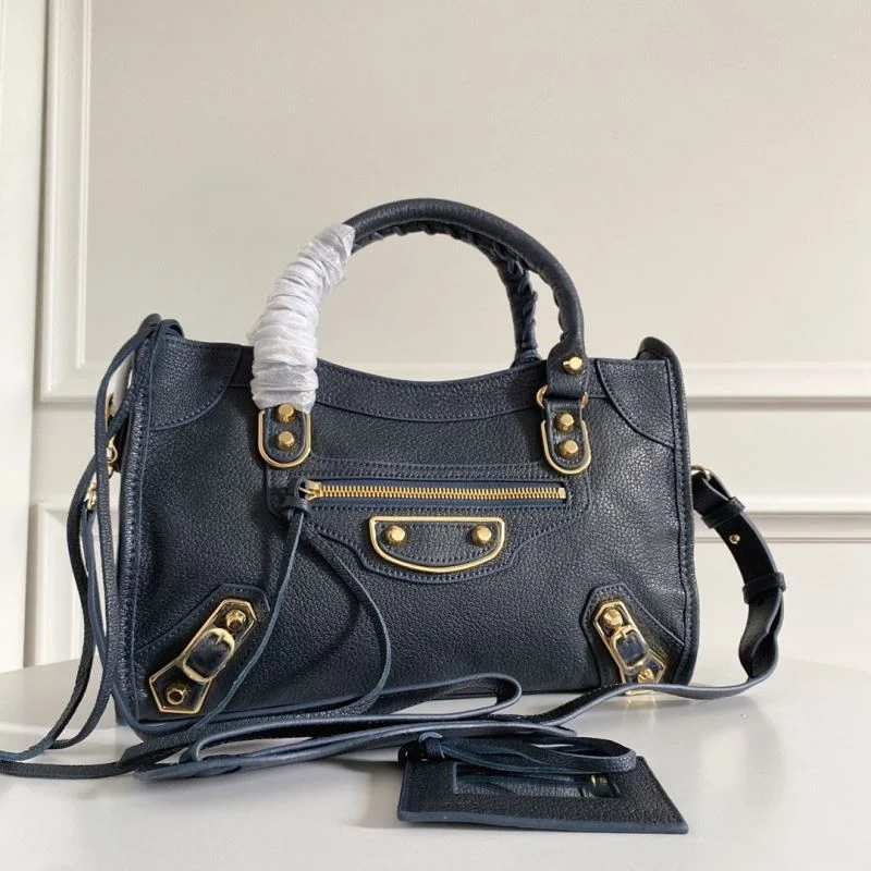 Balenciaga Italian Goat Leather Motorcycle Bag - Royal Blue with Gold Buckle Unisex 38298