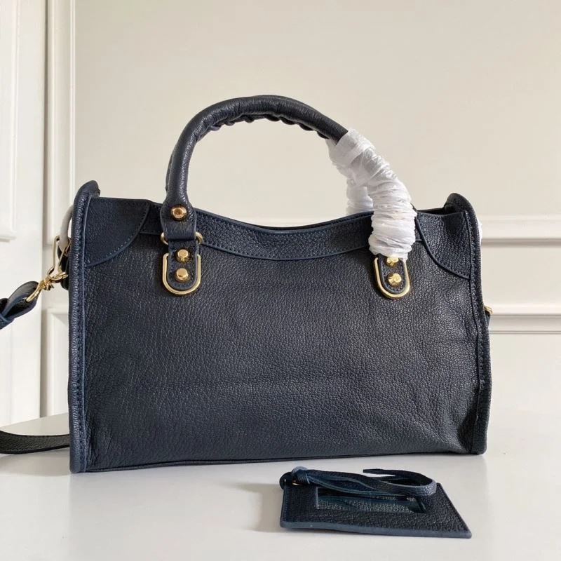Balenciaga Italian Goat Leather Motorcycle Bag - Royal Blue with Gold Buckle Unisex 38298